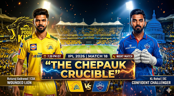 An action-packed shot from the RR vs MI IPL match. A batsman in a pink RR kit is shown mid-swing, hitting a powerful shot with pyrotechnics igniting at the boundary of a packed Sawai Mansingh Stadium in Jaipur. Cheering fans wave RR flags in the background.